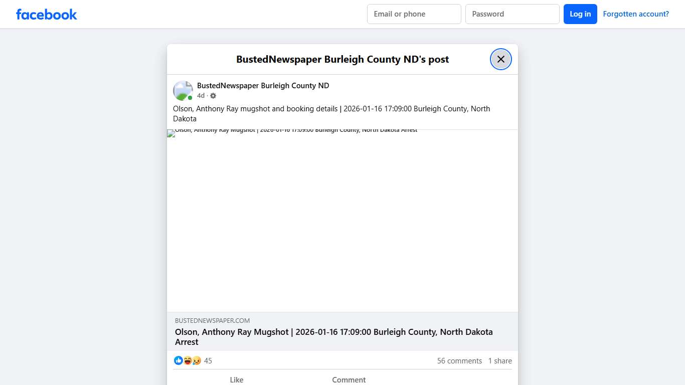 Olson, Anthony Ray... - BustedNewspaper Burleigh County ND | Facebook
