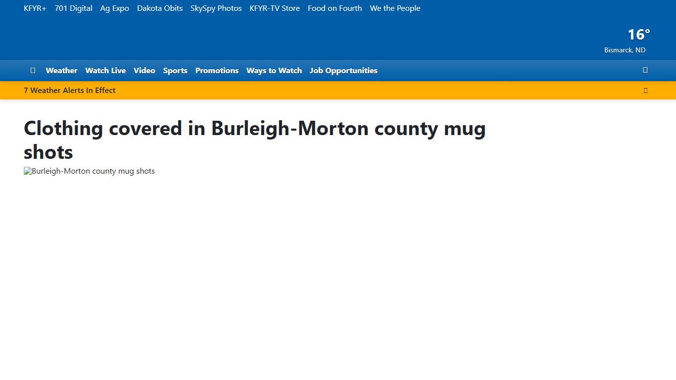 Clothing covered in Burleigh-Morton county mug shots